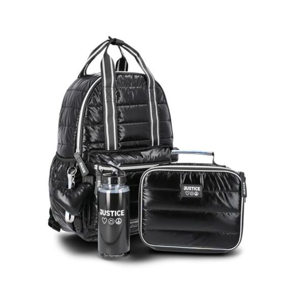Other - 17" Shimmer Quilted Backpack, Lunch Bag, Water Bottle, and Charm Set
